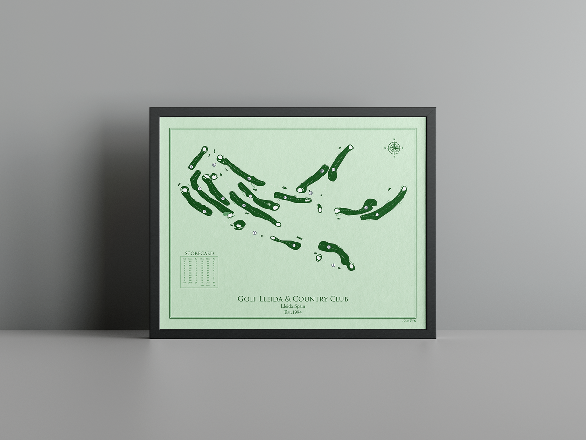 Golf Lleida & Country Club golf course print, green frame
