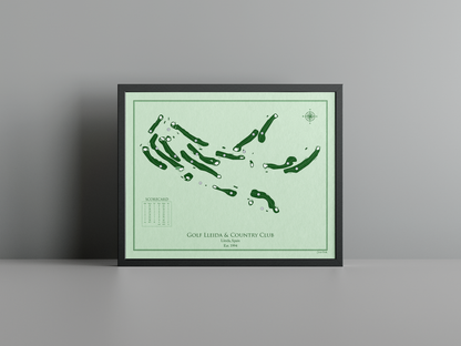 Golf Lleida & Country Club golf course print, green frame