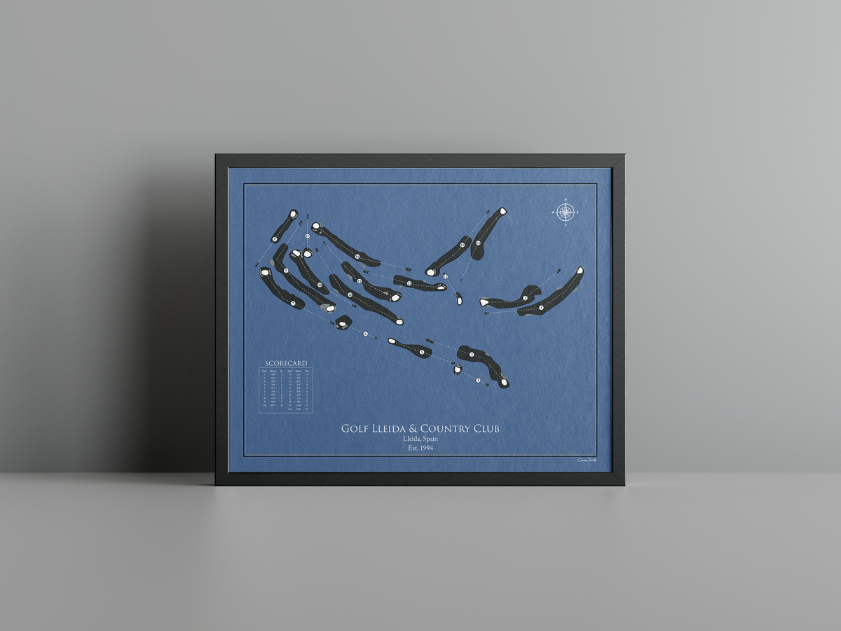 Golf Lleida & Country Club golf course print, navy frame