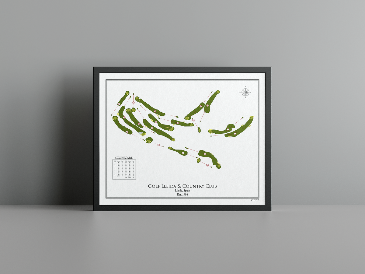Golf Lleida & Country Club golf course print, white frame