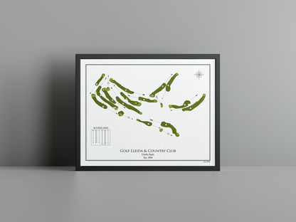 Golf Lleida & Country Club golf course print, white frame