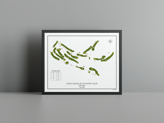 Golf Lleida & Country Club golf course print, white frame
