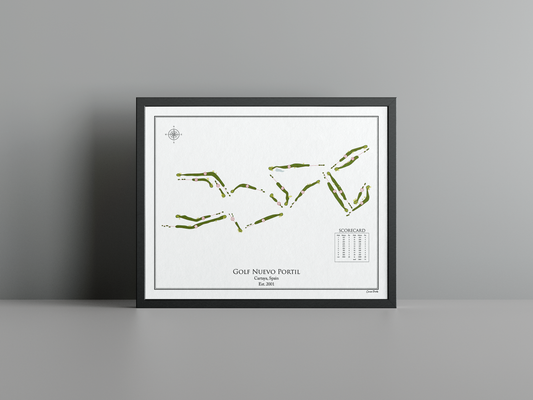 Golf Nuevo Portil golf course print, white frame