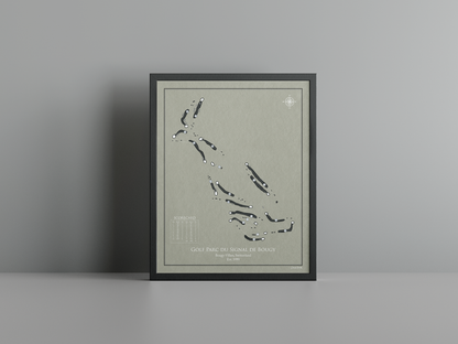 Golf Parc du Signal de Bougy golf course print, brown frame