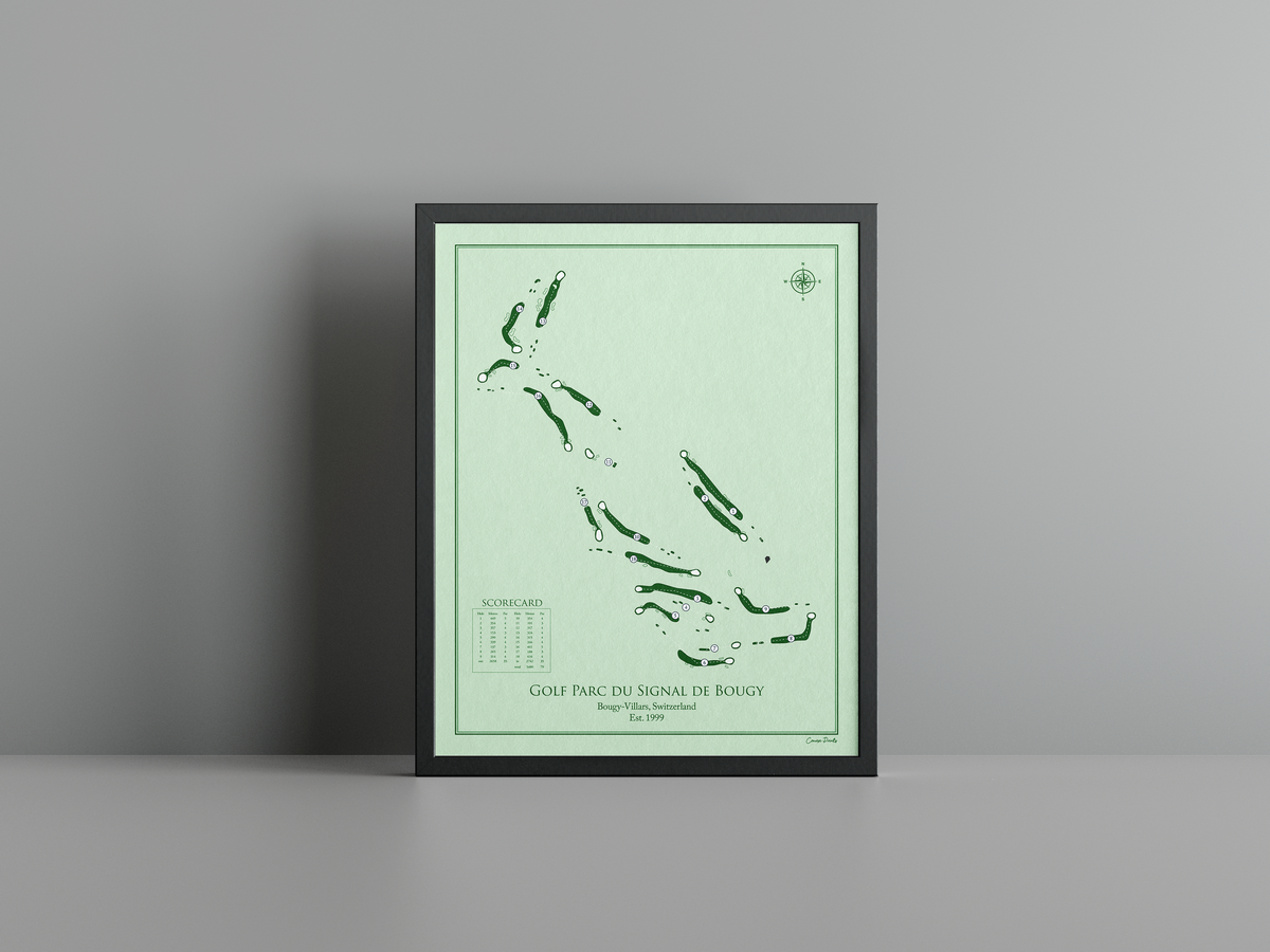 Golf Parc du Signal de Bougy golf course print, green frame