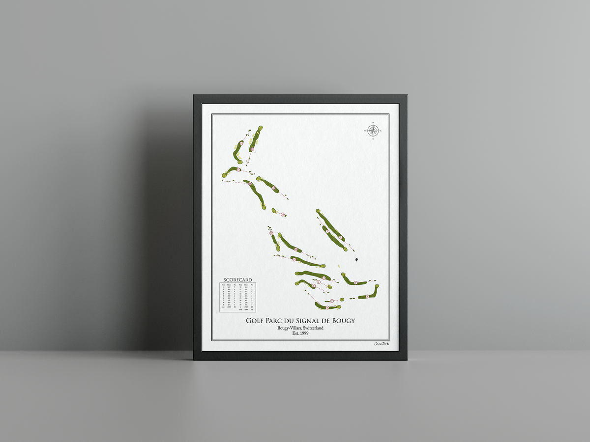 Golf Parc du Signal de Bougy golf course print, white frame