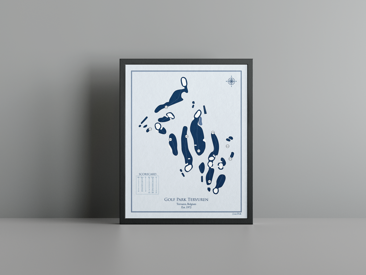 Golf Park Tervuren golf course print, blue frame