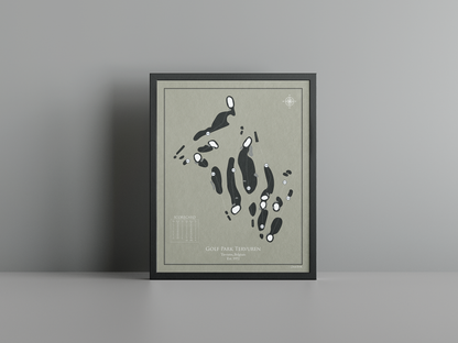 Golf Park Tervuren golf course print, brown frame