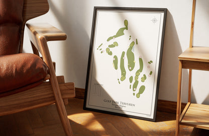 Golf Park Tervuren golf course print, framed 50x70 black frame