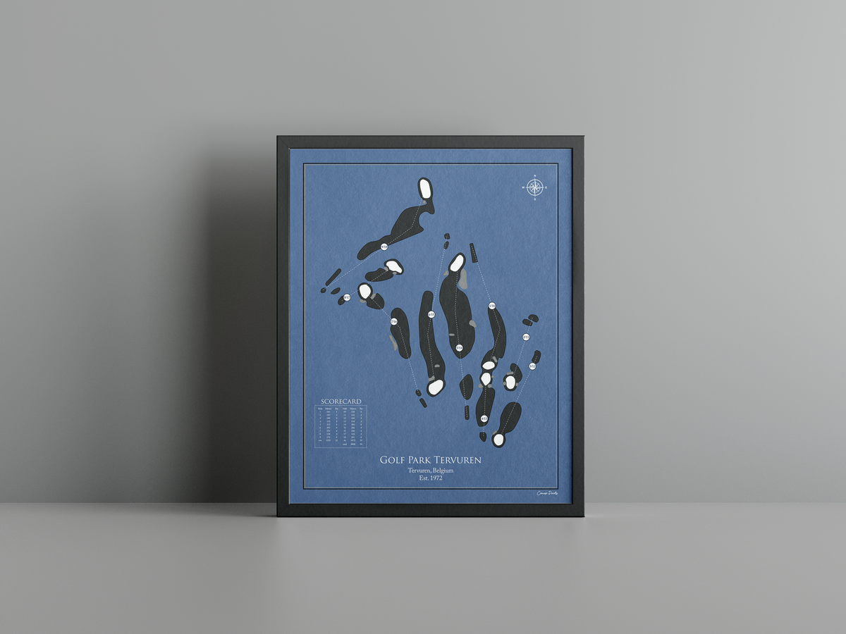 Golf Park Tervuren golf course print, navy frame