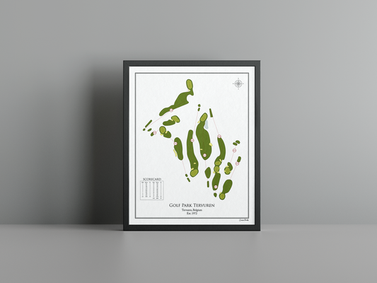 Golf Park Tervuren golf course print, white frame