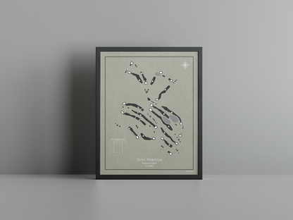 Golf Pirkkala golf course print, brown frame