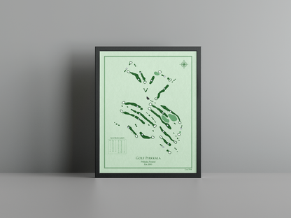 Golf Pirkkala golf course print, green frame