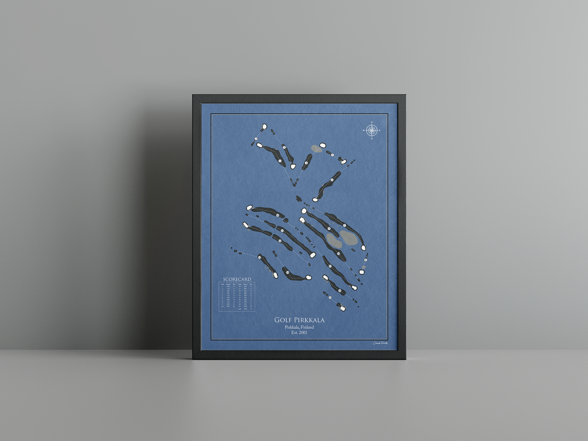 Golf Pirkkala golf course print, navy frame