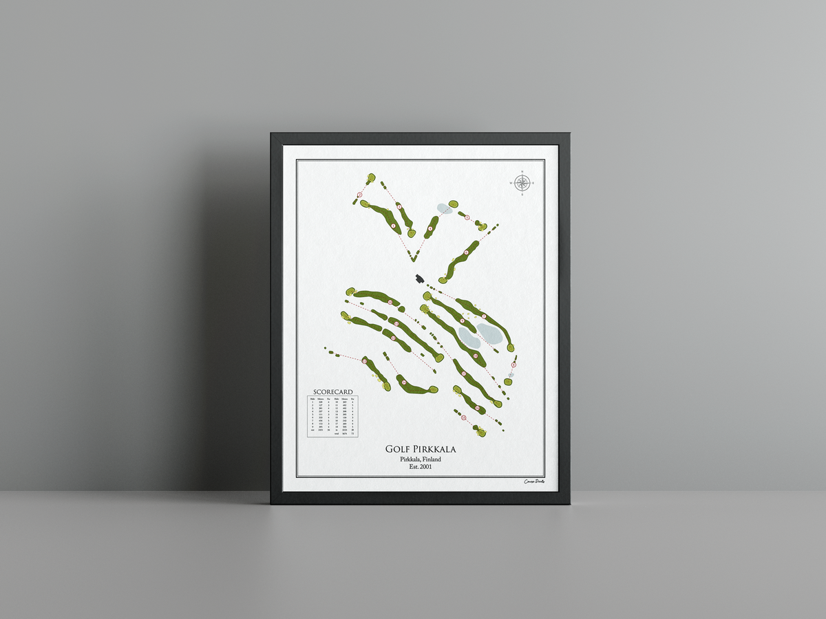 Golf Pirkkala golf course print, white frame