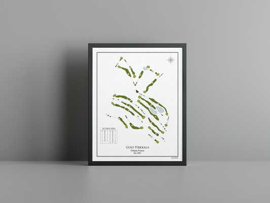 Golf Pirkkala golf course print, white frame