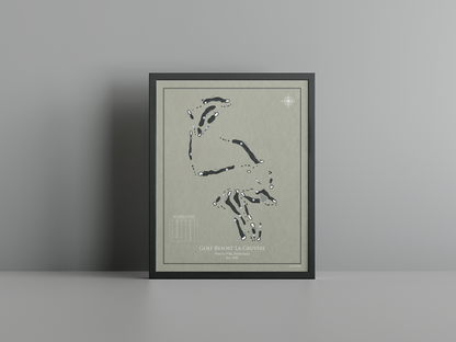 Golf Resort La Gruyère golf course print, brown frame