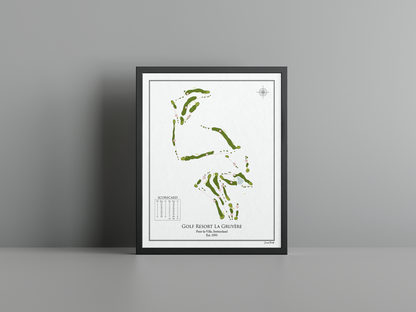 Golf Resort La Gruyère golf course print, white frame