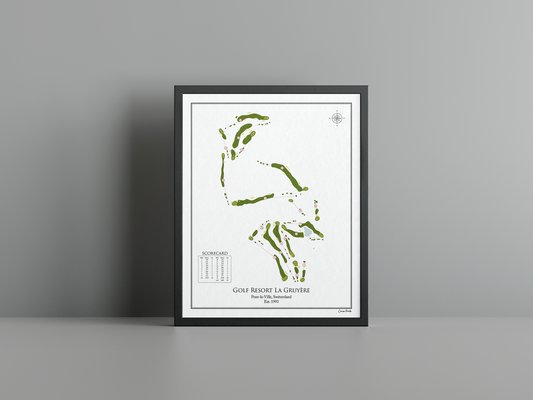 Golf Resort La Gruyère golf course print, white frame