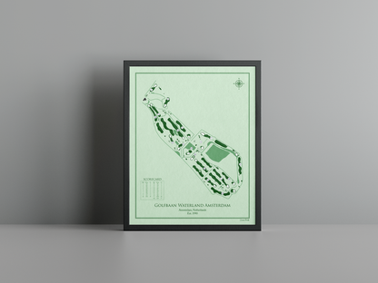 Golf Waterland Amsterdam golf course print, green frame