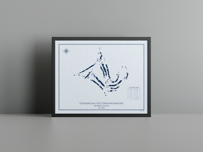 Golfanlage Gut Frielinghausen golf course print, blue frame