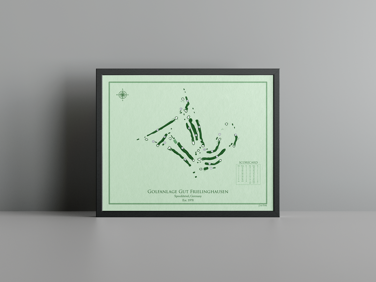 Golfanlage Gut Frielinghausen golf course print, green frame