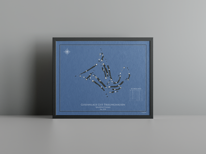 Golfanlage Gut Frielinghausen golf course print, navy frame