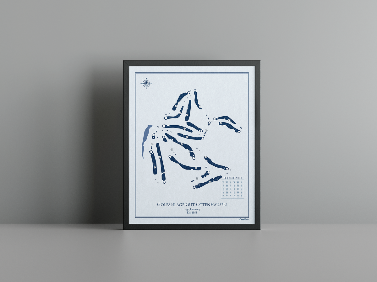 Golfanlage Gut Ottenhausen golf course print, blue frame