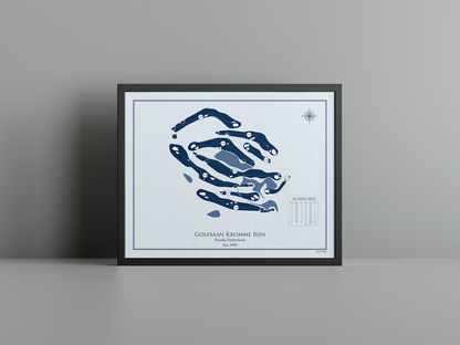 Golfbaan Kromme Rijn golf course print, blue frame