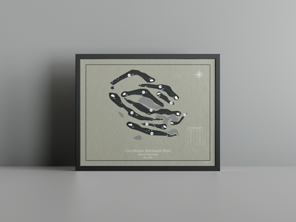 Golfbaan Kromme Rijn golf course print, brown frame