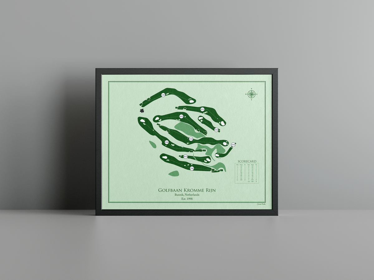 Golfbaan Kromme Rijn golf course print, green frame