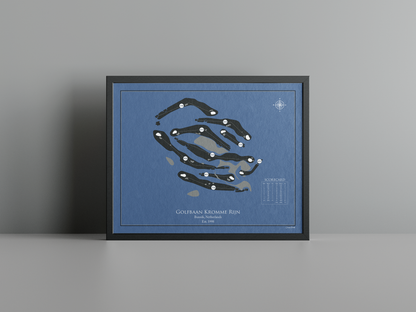 Golfbaan Kromme Rijn golf course print, navy frame