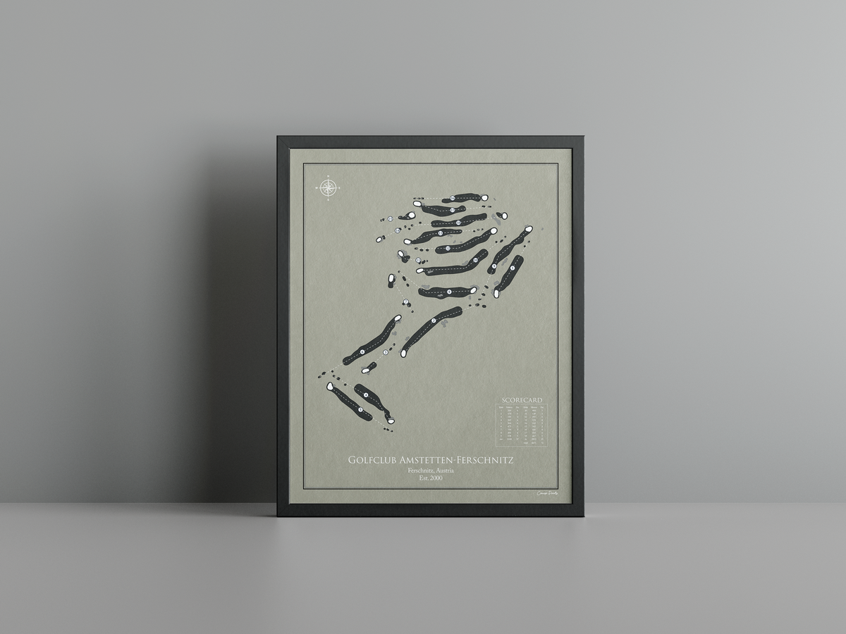 Golfclub Amstetten-Ferschnitz golf course print, brown frame