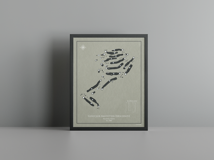 Golfclub Amstetten-Ferschnitz golf course print, brown frame