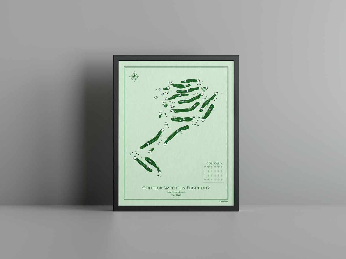 Golfclub Amstetten-Ferschnitz golf course print, green frame