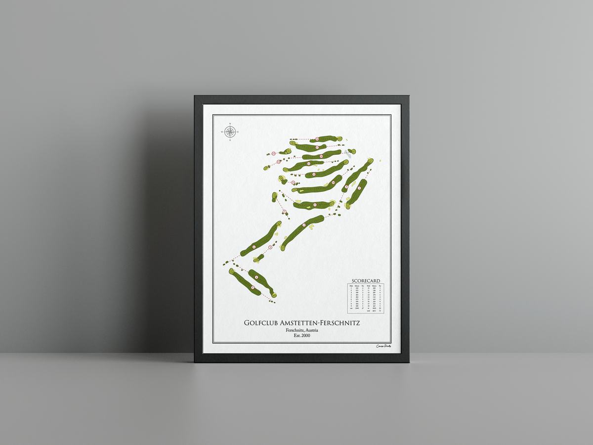 Golfclub Amstetten-Ferschnitz golf course print, white frame