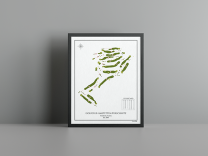 Golfclub Amstetten-Ferschnitz golf course print, white frame