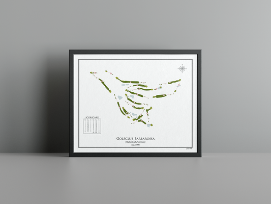 Golfclub Barbarossa golf course print, white frame