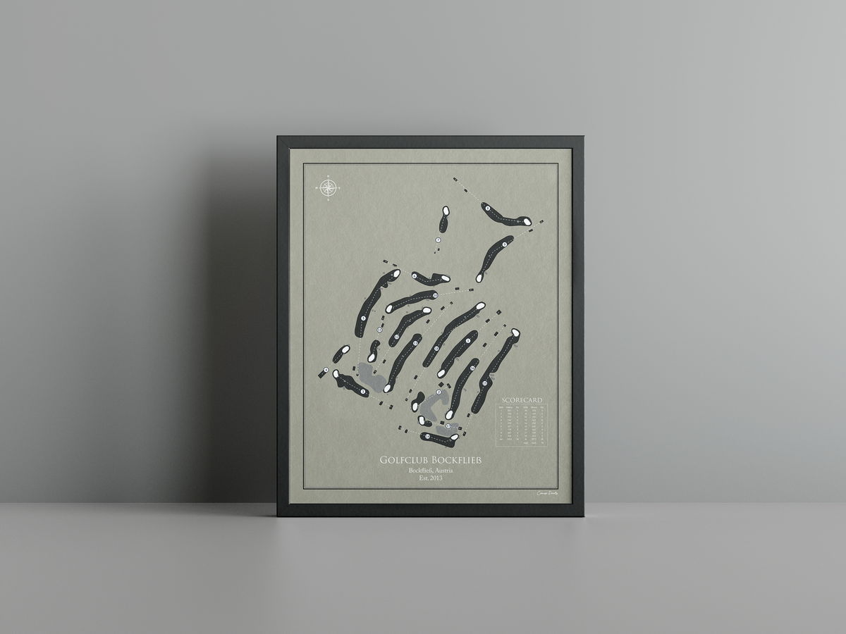 Golfclub Bockfließ golf course print, brown frame