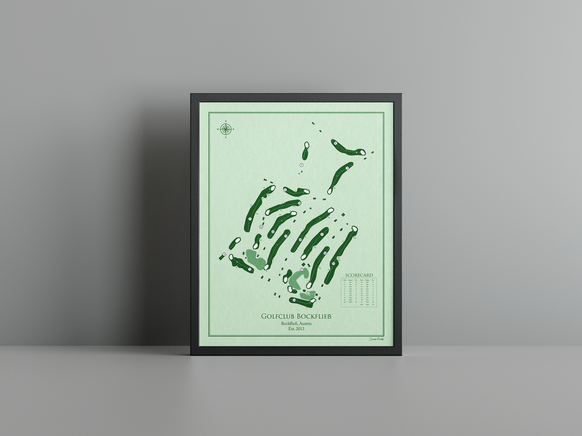 Golfclub Bockfließ golf course print, green frame