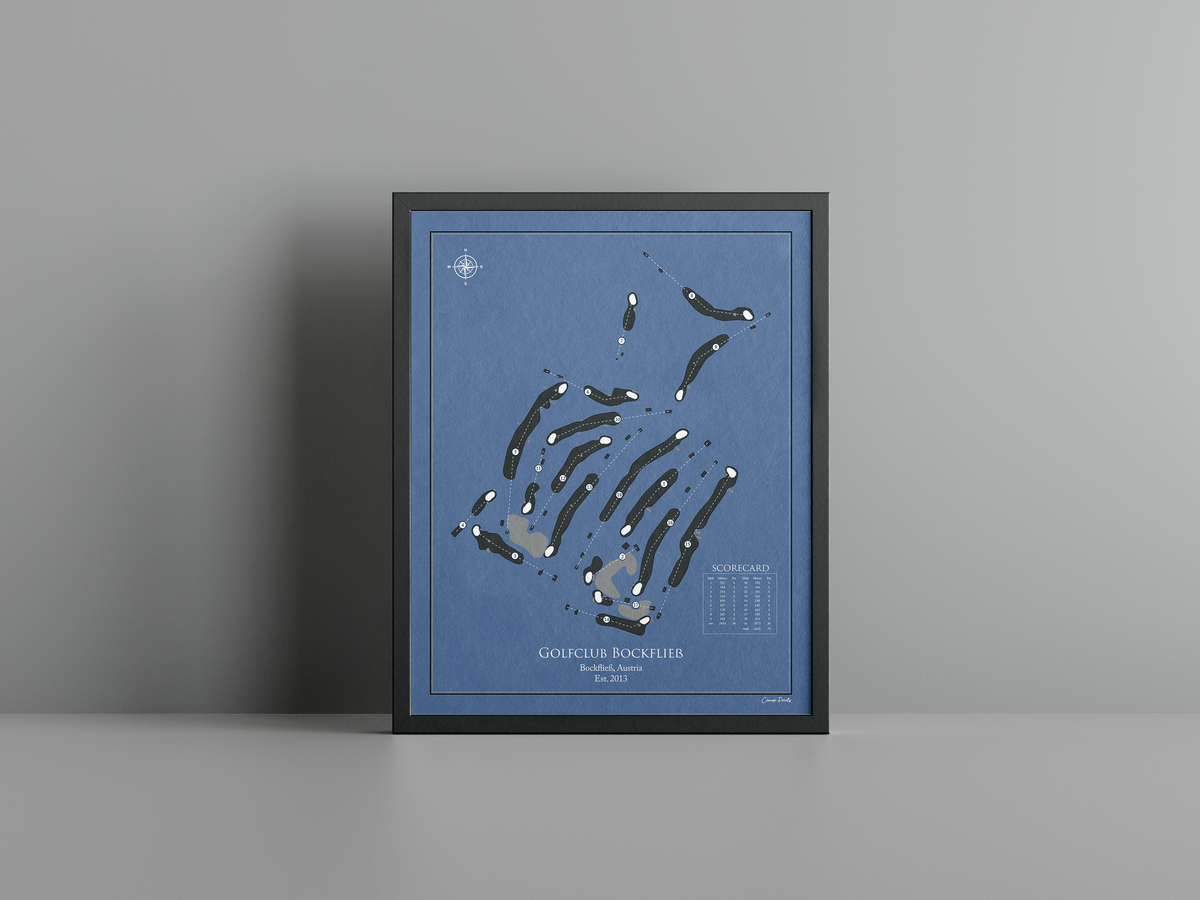 Golfclub Bockfließ golf course print, navy frame