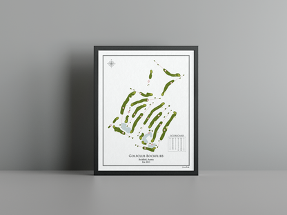 Golfclub Bockfließ golf course print, white frame