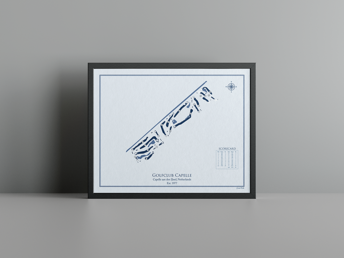 Golfclub Capelle golf course print, blue frame