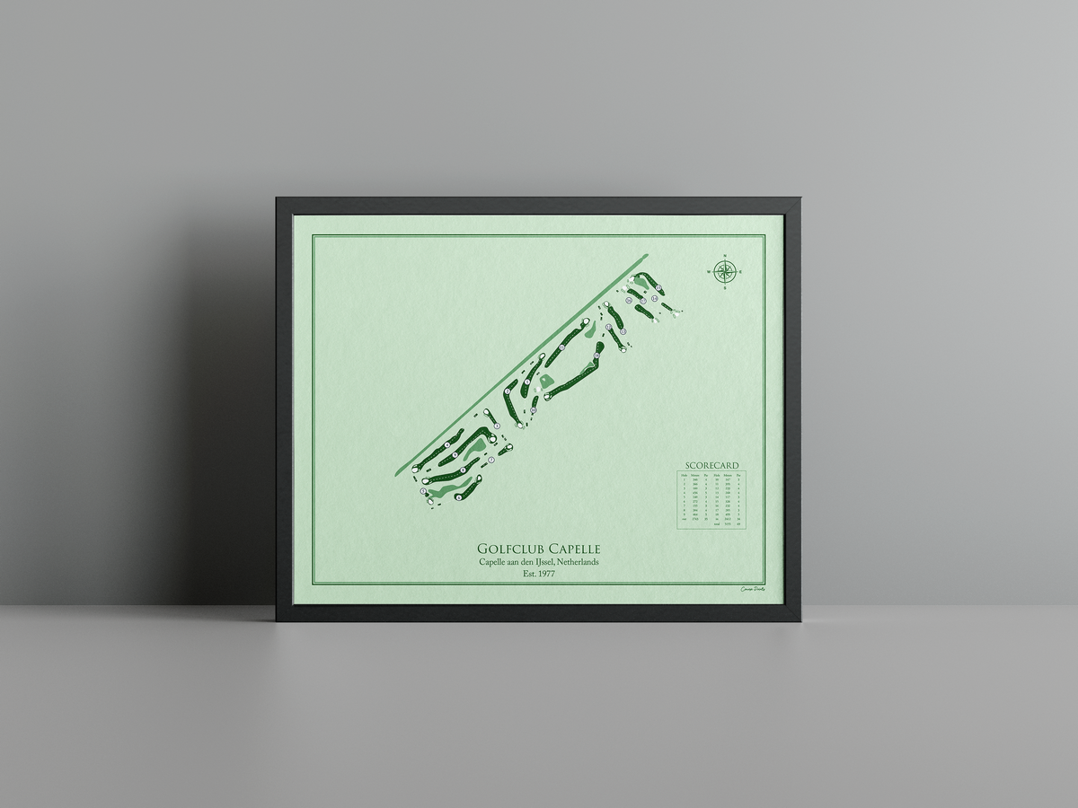 Golfclub Capelle golf course print, green frame