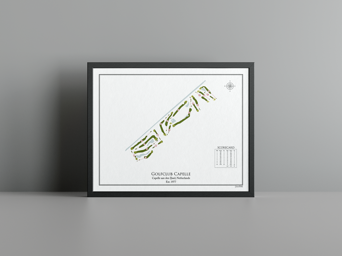 Golfclub Capelle golf course print, white frame
