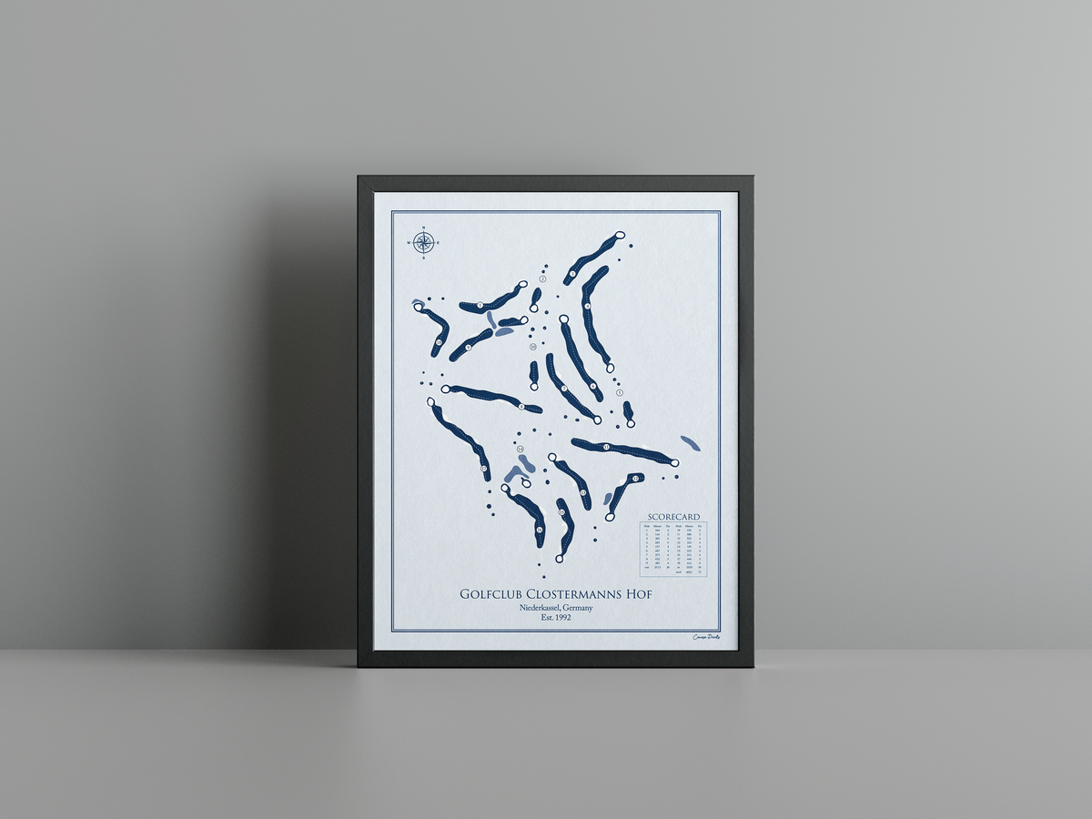 Golfclub Clostermanns Hof golf course print, blue frame