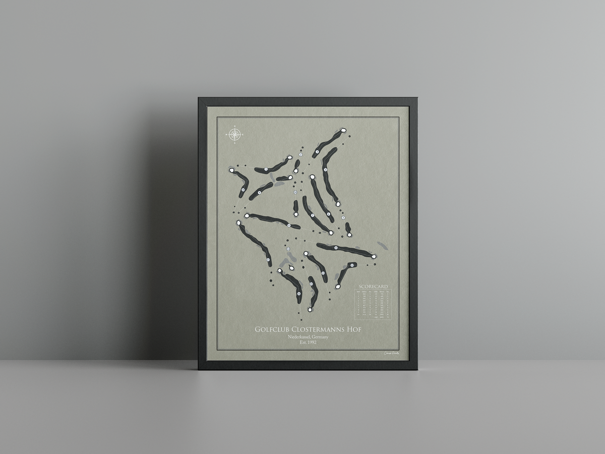 Golfclub Clostermanns Hof golf course print, brown frame