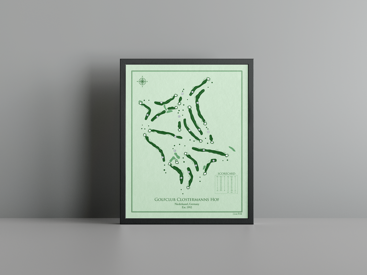 Golfclub Clostermanns Hof golf course print, green frame