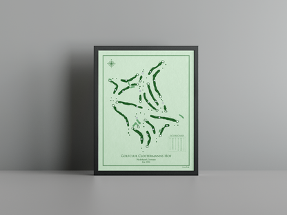 Golfclub Clostermanns Hof golf course print, green frame