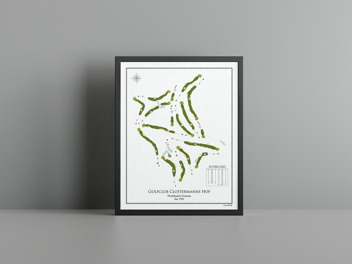 Golfclub Clostermanns Hof golf course print, white frame